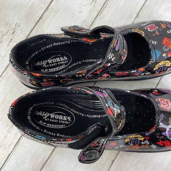 Easy Works by Easy Street Clogs Mary Janes Nurse Shoes Size 9 ~ Letsee Coffee - Picture 9 of 10
